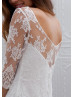 Two Piece Ivory Floral Lace Midi Wedding Dress 